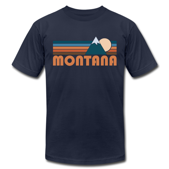 Montana T-Shirt - Retro Mountain Unisex Montana T Shirt - navy