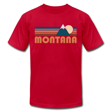 Montana T-Shirt - Retro Mountain Unisex Montana T Shirt - red
