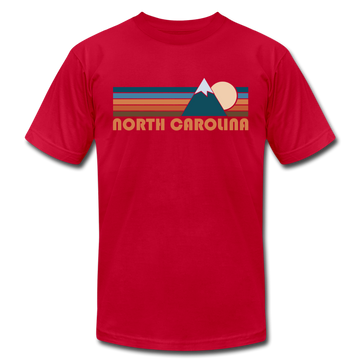 North Carolina T-Shirt - Retro Mountain Unisex North Carolina T Shirt - red