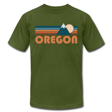 Oregon T-Shirt - Retro Mountain Unisex Oregon T Shirt - olive