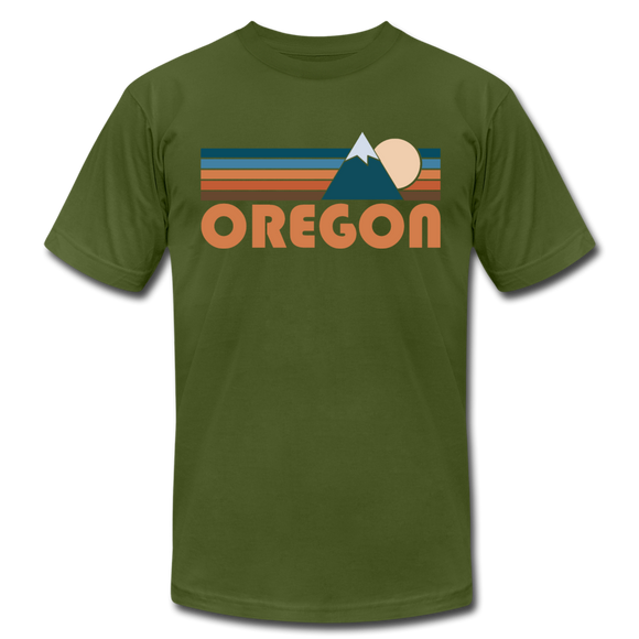 Oregon T-Shirt - Retro Mountain Unisex Oregon T Shirt - olive