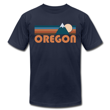 Oregon T-Shirt - Retro Mountain Unisex Oregon T Shirt - navy