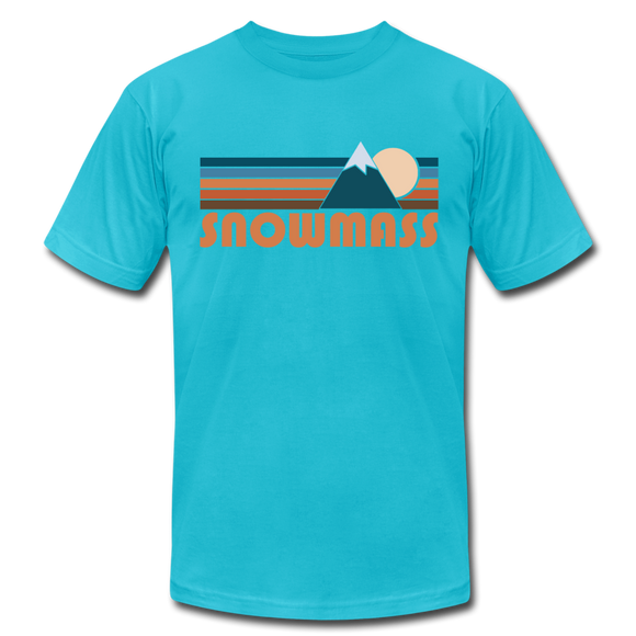 Snowmass, Colorado T-Shirt - Retro Mountain Unisex Snowmass T Shirt - turquoise