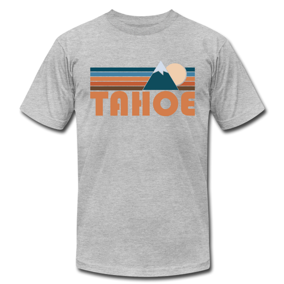 Tahoe, California T-Shirt - Retro Mountain Unisex Tahoe T Shirt - heather gray