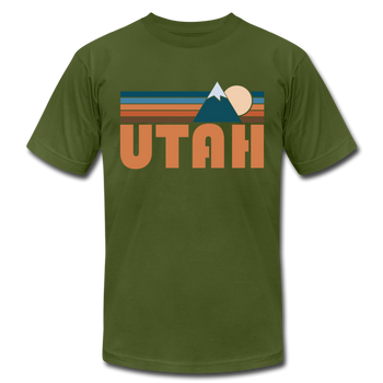 Utah T-Shirt - Retro Mountain Unisex Utah T Shirt - olive