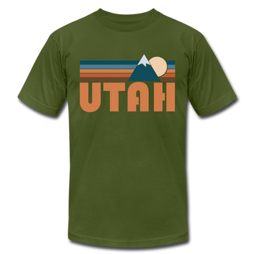 Utah T-Shirt - Retro Mountain Unisex Utah T Shirt - olive