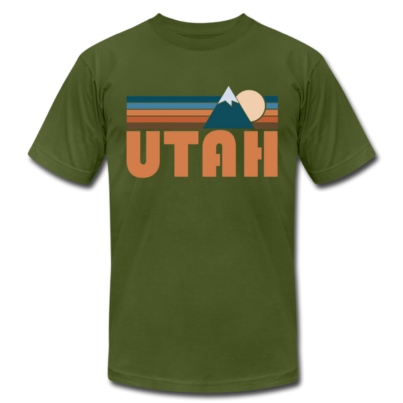 Utah T-Shirt - Retro Mountain Unisex Utah T Shirt - olive