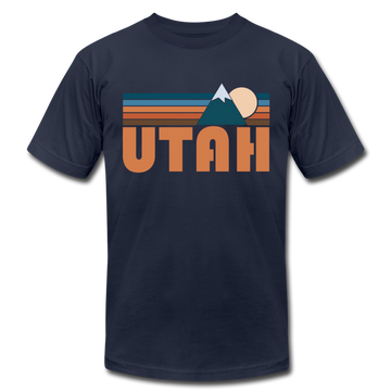 Utah T-Shirt - Retro Mountain Unisex Utah T Shirt - navy