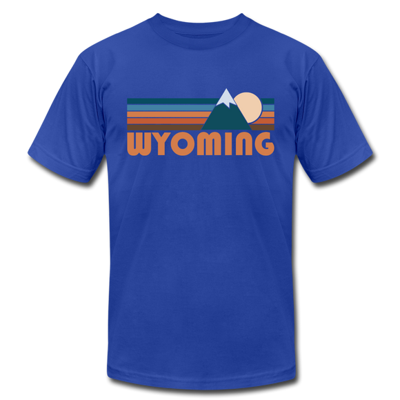Wyoming T-Shirt - Retro Mountain Unisex Wyoming T Shirt - royal blue