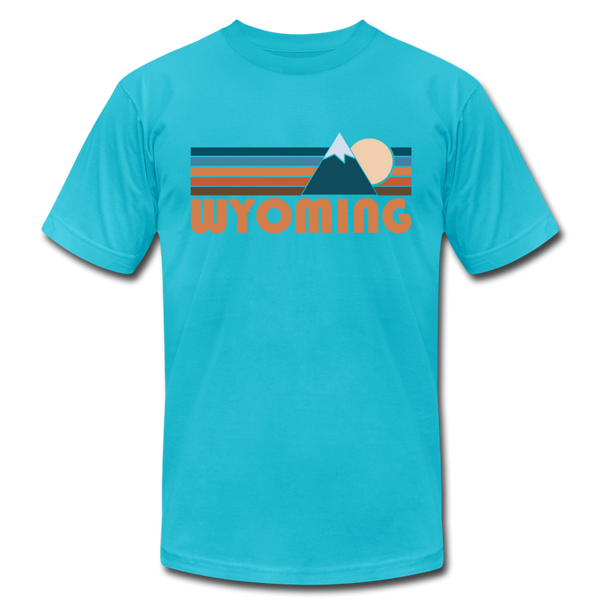 Wyoming T-Shirt - Retro Mountain Unisex Wyoming T Shirt - turquoise