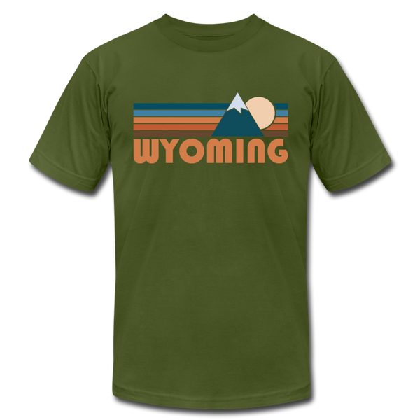 Wyoming T-Shirt - Retro Mountain Unisex Wyoming T Shirt - olive