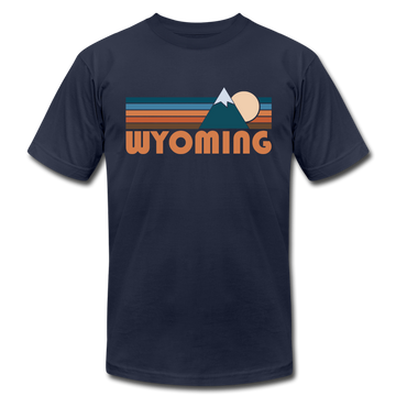 Wyoming T-Shirt - Retro Mountain Unisex Wyoming T Shirt - navy