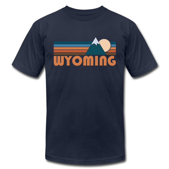 Wyoming T-Shirt - Retro Mountain Unisex Wyoming T Shirt - navy