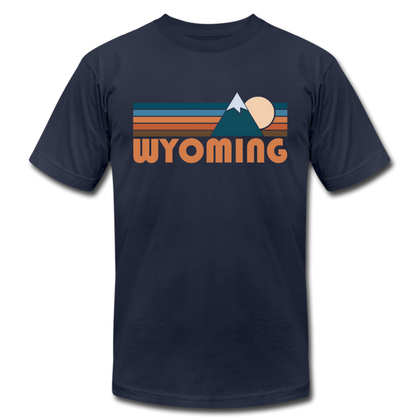 Wyoming T-Shirt - Retro Mountain Unisex Wyoming T Shirt - navy
