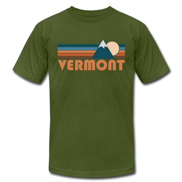 Vermont T-Shirt - Retro Mountain Unisex Vermont T Shirt - olive