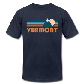 Vermont T-Shirt - Retro Mountain Unisex Vermont T Shirt - navy