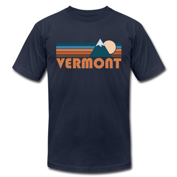 Vermont T-Shirt - Retro Mountain Unisex Vermont T Shirt - navy
