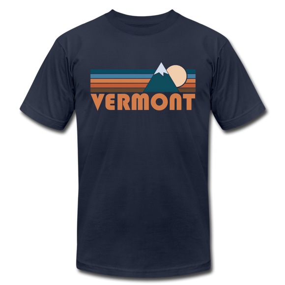 Vermont T-Shirt - Retro Mountain Unisex Vermont T Shirt - navy