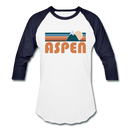 Aspen, Colorado Baseball T-Shirt - Retro Mountain Unisex Aspen Raglan T Shirt - white/navy