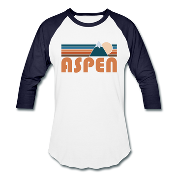 Aspen, Colorado Baseball T-Shirt - Retro Mountain Unisex Aspen Raglan T Shirt - white/navy