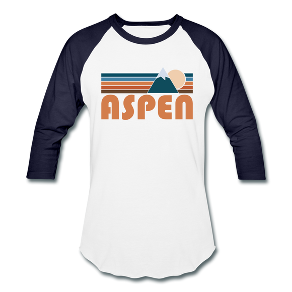 Aspen, Colorado Baseball T-Shirt - Retro Mountain Unisex Aspen Raglan T Shirt - white/navy