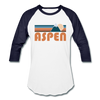 Aspen, Colorado Baseball T-Shirt - Retro Mountain Unisex Aspen Raglan T Shirt - white/navy