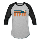 Aspen, Colorado Baseball T-Shirt - Retro Mountain Unisex Aspen Raglan T Shirt - heather gray/black