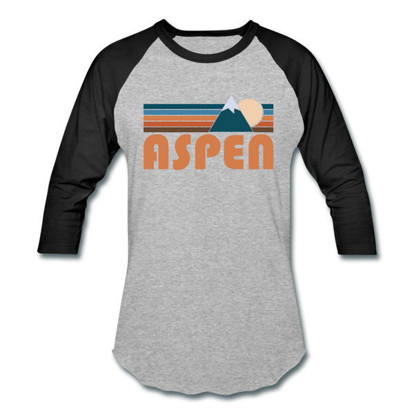 Aspen, Colorado Baseball T-Shirt - Retro Mountain Unisex Aspen Raglan T Shirt - heather gray/black