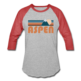 Aspen, Colorado Baseball T-Shirt - Retro Mountain Unisex Aspen Raglan T Shirt - heather gray/red