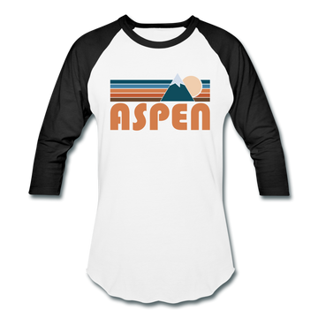Aspen, Colorado Baseball T-Shirt - Retro Mountain Unisex Aspen Raglan T Shirt - white/black