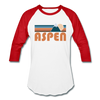 Aspen, Colorado Baseball T-Shirt - Retro Mountain Unisex Aspen Raglan T Shirt - white/red