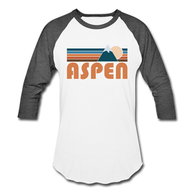 Aspen, Colorado Baseball T-Shirt - Retro Mountain Unisex Aspen Raglan T Shirt - white/charcoal