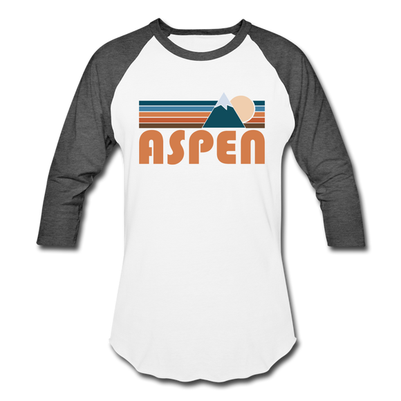 Aspen, Colorado Baseball T-Shirt - Retro Mountain Unisex Aspen Raglan T Shirt - white/charcoal