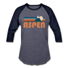 Aspen, Colorado Baseball T-Shirt - Retro Mountain Unisex Aspen Raglan T Shirt - heather blue/navy