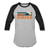Alaska Baseball T-Shirt - Retro Mountain Unisex Alaska Raglan T Shirt - heather gray/black