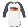 Alaska Baseball T-Shirt - Retro Mountain Unisex Alaska Raglan T Shirt - white/charcoal
