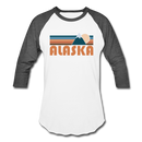 Alaska Baseball T-Shirt - Retro Mountain Unisex Alaska Raglan T Shirt - white/charcoal