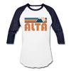 Alta, Utah Baseball T-Shirt - Retro Mountain Unisex Alta Raglan T Shirt - white/navy