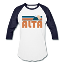 Alta, Utah Baseball T-Shirt - Retro Mountain Unisex Alta Raglan T Shirt - white/navy