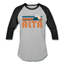 Alta, Utah Baseball T-Shirt - Retro Mountain Unisex Alta Raglan T Shirt - heather gray/black