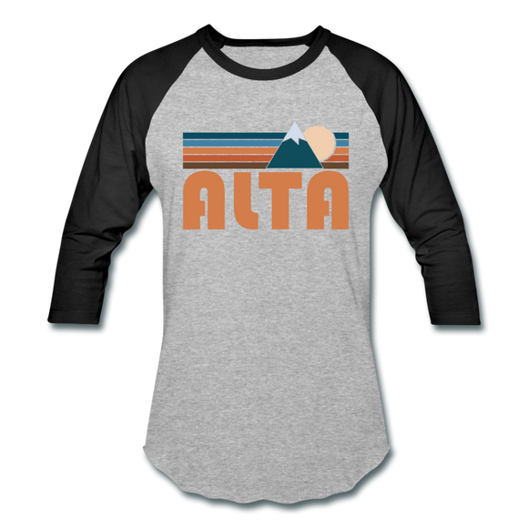 Alta, Utah Baseball T-Shirt - Retro Mountain Unisex Alta Raglan T Shirt - heather gray/black