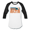 Alta, Utah Baseball T-Shirt - Retro Mountain Unisex Alta Raglan T Shirt - white/black