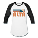 Alta, Utah Baseball T-Shirt - Retro Mountain Unisex Alta Raglan T Shirt - white/black