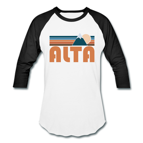 Alta, Utah Baseball T-Shirt - Retro Mountain Unisex Alta Raglan T Shirt - white/black