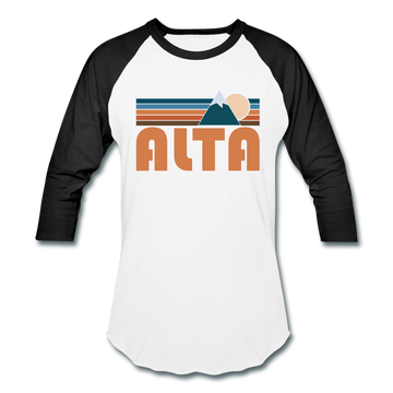 Alta, Utah Baseball T-Shirt - Retro Mountain Unisex Alta Raglan T Shirt - white/black