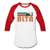 Alta, Utah Baseball T-Shirt - Retro Mountain Unisex Alta Raglan T Shirt - white/red