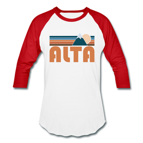 Alta, Utah Baseball T-Shirt - Retro Mountain Unisex Alta Raglan T Shirt - white/red