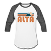 Alta, Utah Baseball T-Shirt - Retro Mountain Unisex Alta Raglan T Shirt - white/charcoal