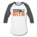 Alta, Utah Baseball T-Shirt - Retro Mountain Unisex Alta Raglan T Shirt - white/charcoal
