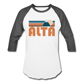 Alta, Utah Baseball T-Shirt - Retro Mountain Unisex Alta Raglan T Shirt - white/charcoal